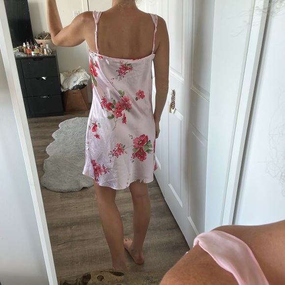 Enchanting Floral Satin Chemise Slip Dress S - Picture 2 of 6